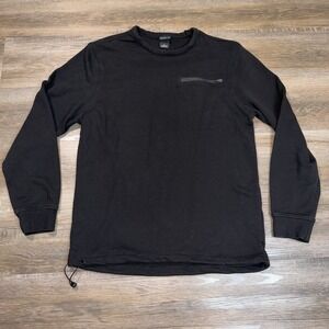 Grand AC Shirt Mens Large Black Long Sleeve Pullover Sweatshirt Drawstring